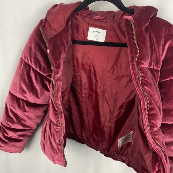 Old NAVY Velvet Dark Pink Puffer Jacket L (10-12) - Picture 8 of 13
